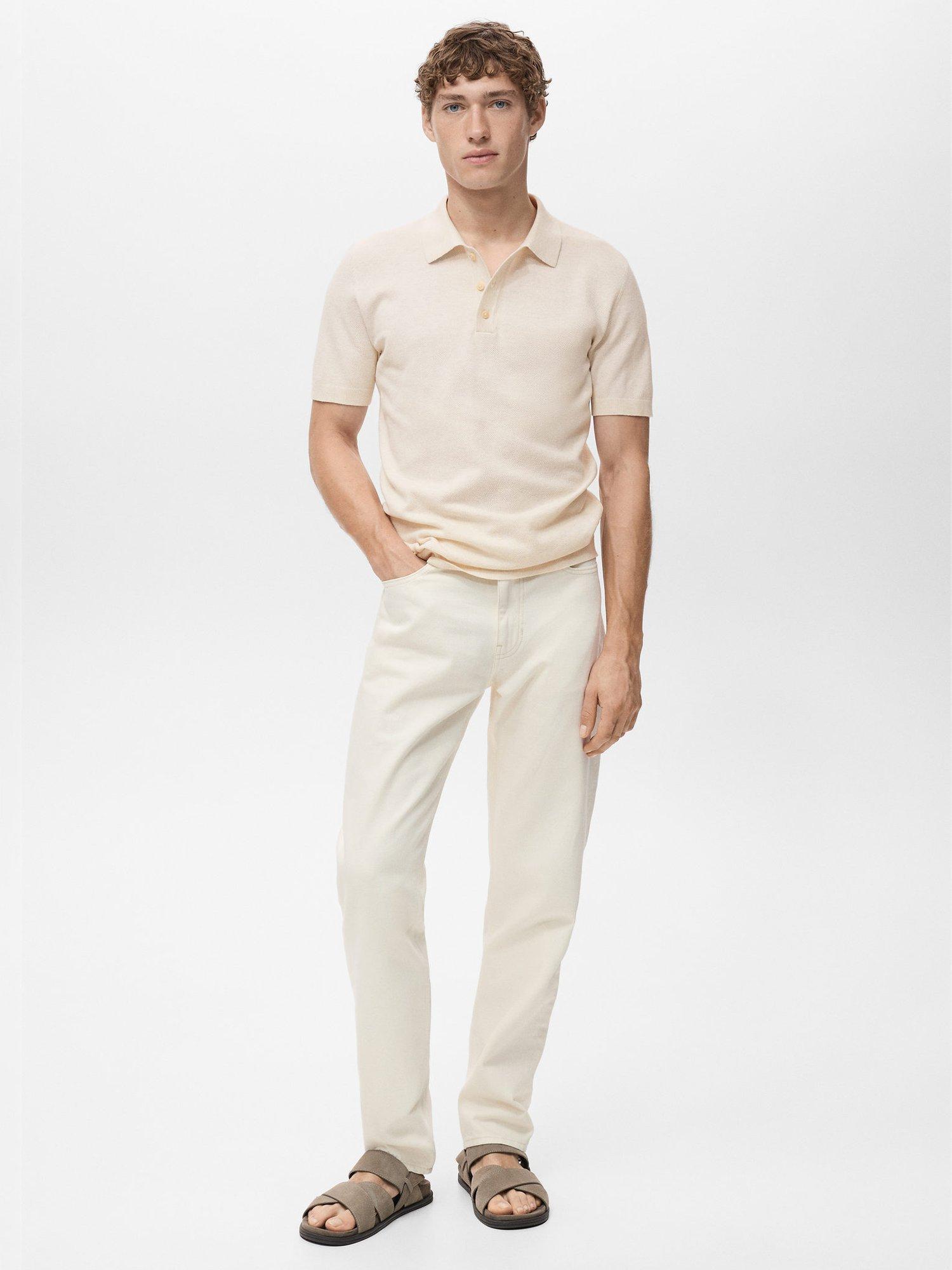 Product image 2 of 8, which shows Mango Andrew Cotton Blend Slim Fit Short Sleeve Polo Shirt, Light Beige, S
