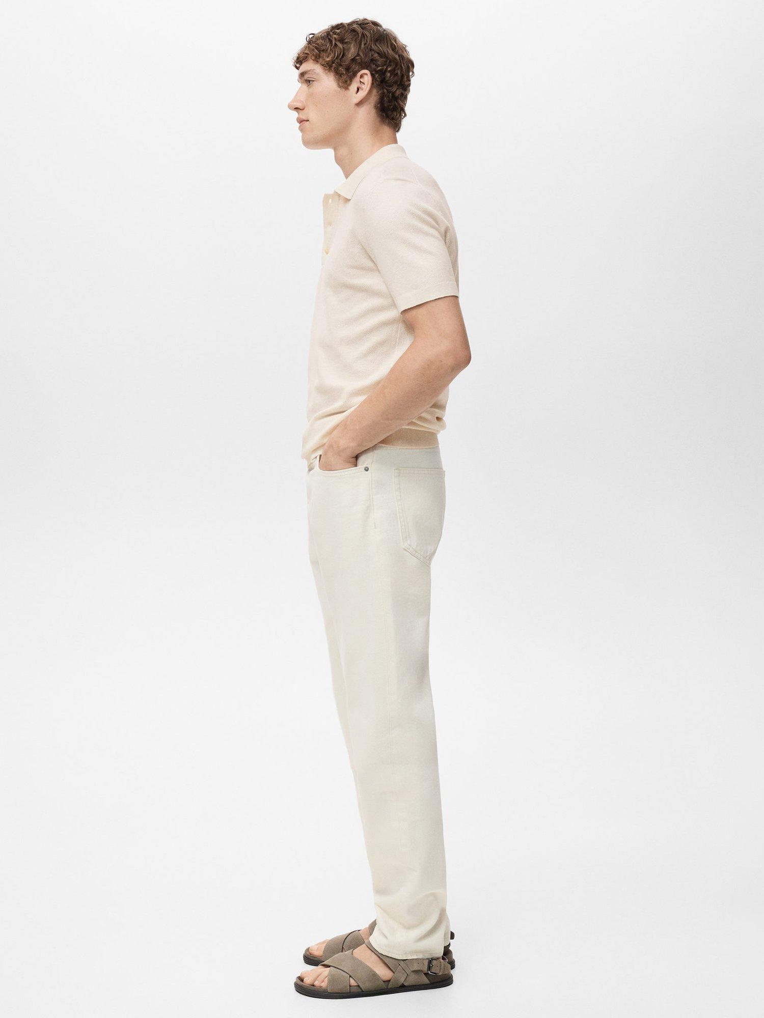 Product image 7 of 8, which shows Mango Andrew Cotton Blend Slim Fit Short Sleeve Polo Shirt, Light Beige, S