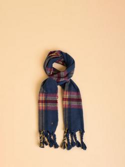Brakeburn Cove Check Print Scarf, Blue