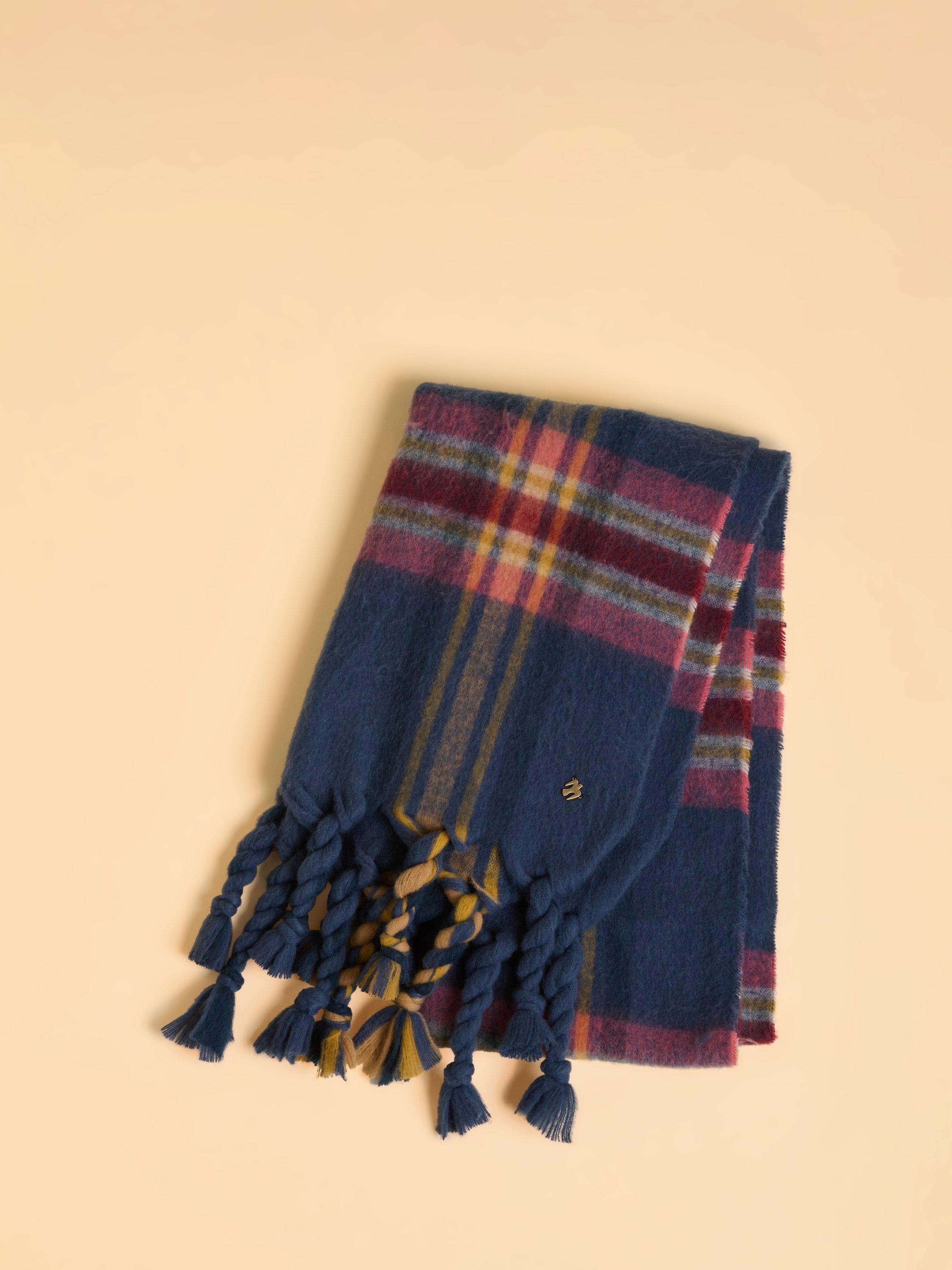 Product image 2 of 5, which shows Brakeburn Cove Check Print Scarf, Blue, One Size