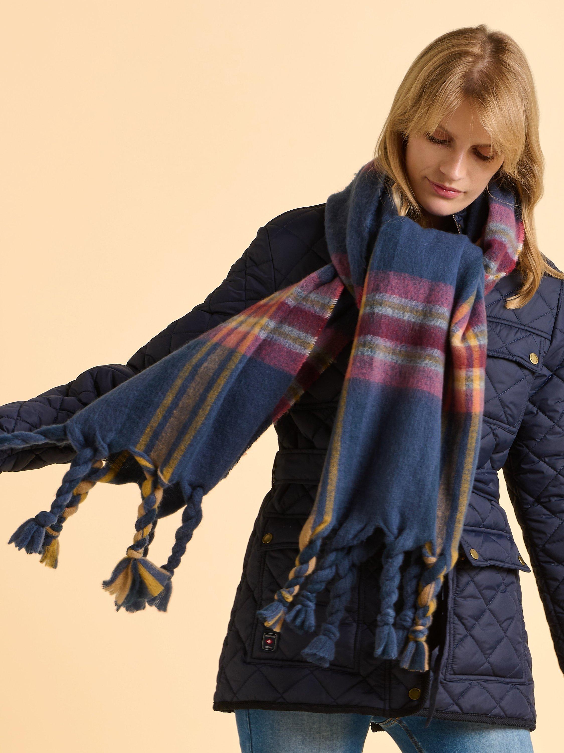 Product image 5 of 5, which shows Brakeburn Cove Check Print Scarf, Blue, One Size