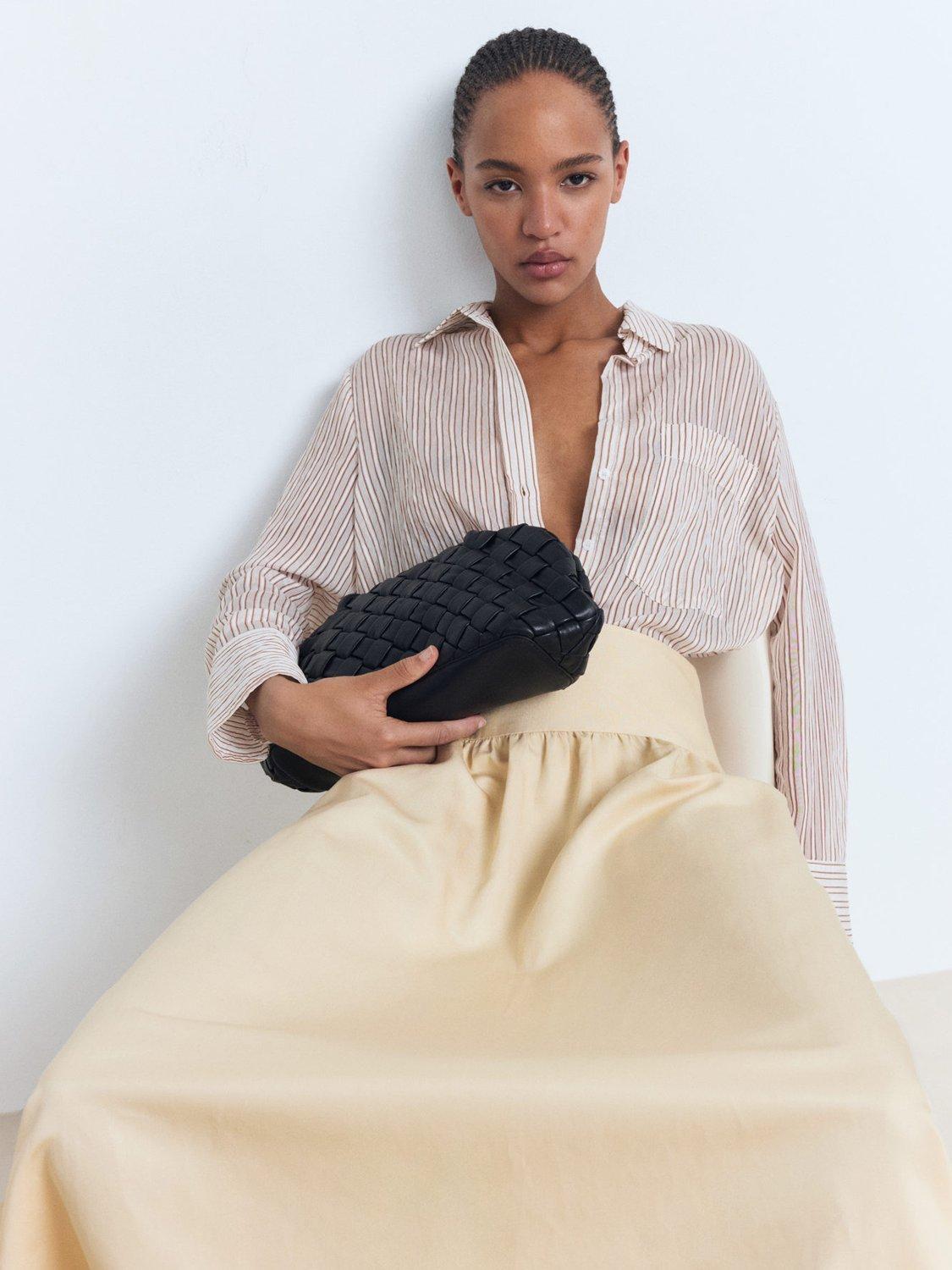 Product image 6 of 7, which shows Mango Fiona Flared Midi Skirt, Yellow, 10