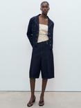 Mango Tony Bermuda Denim Shorts, Open Blue