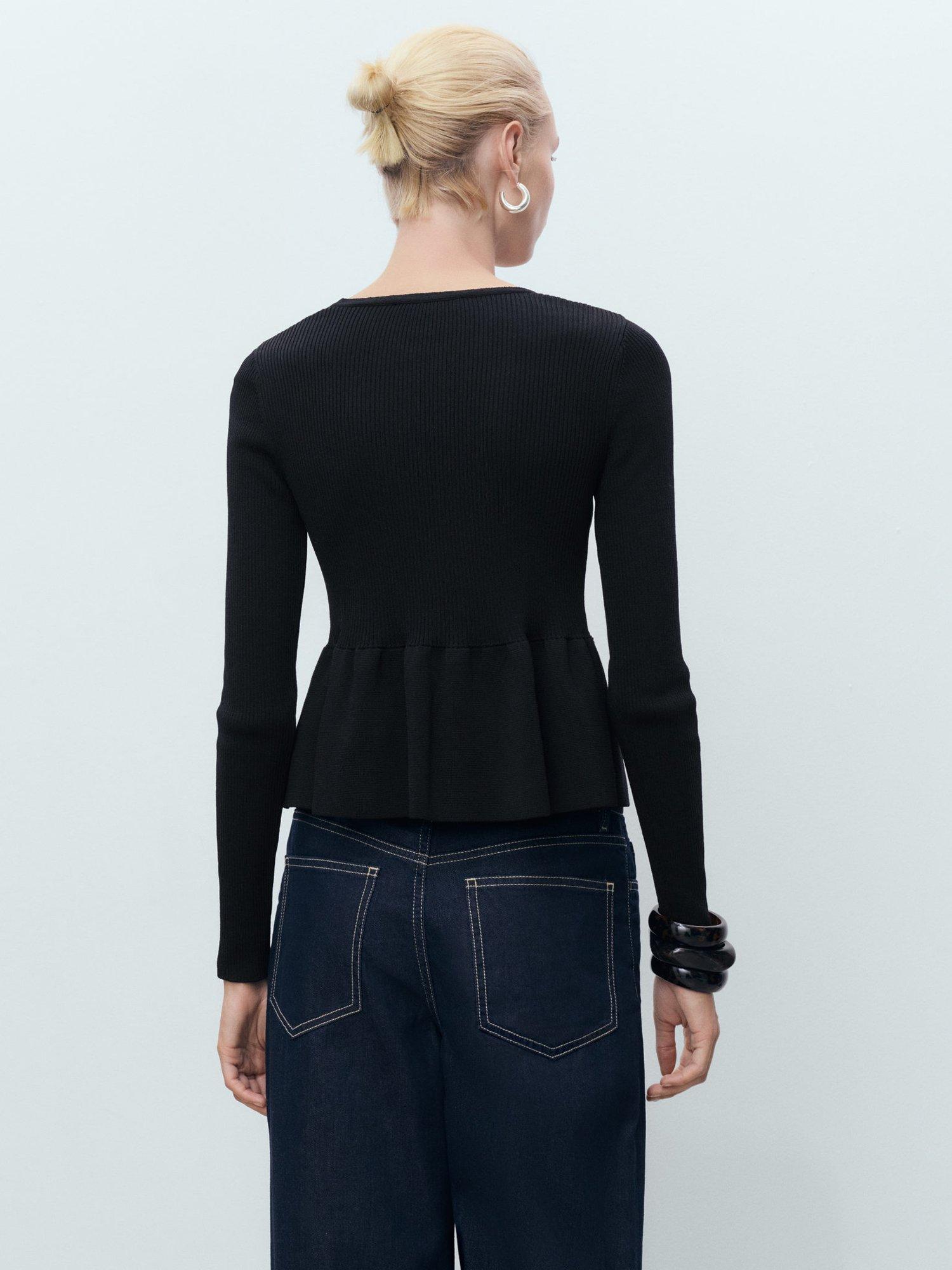 Product image 4 of 7, which shows Mango Parise Tie Front Cardigan, Black, L