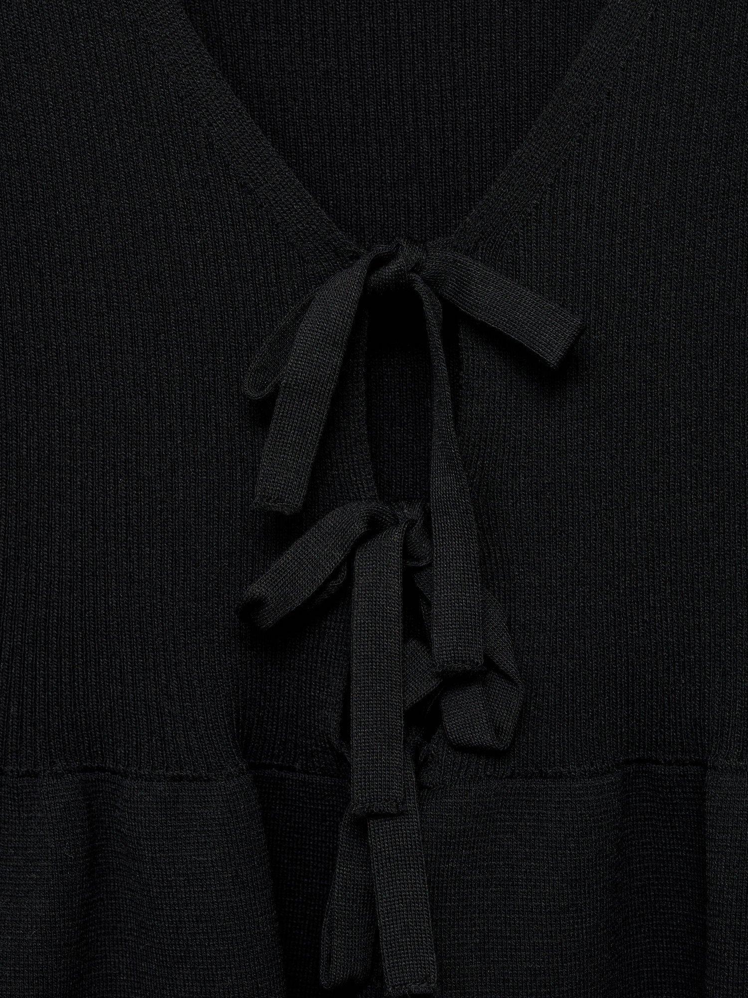 Product image 7 of 7, which shows Mango Parise Tie Front Cardigan, Black, L