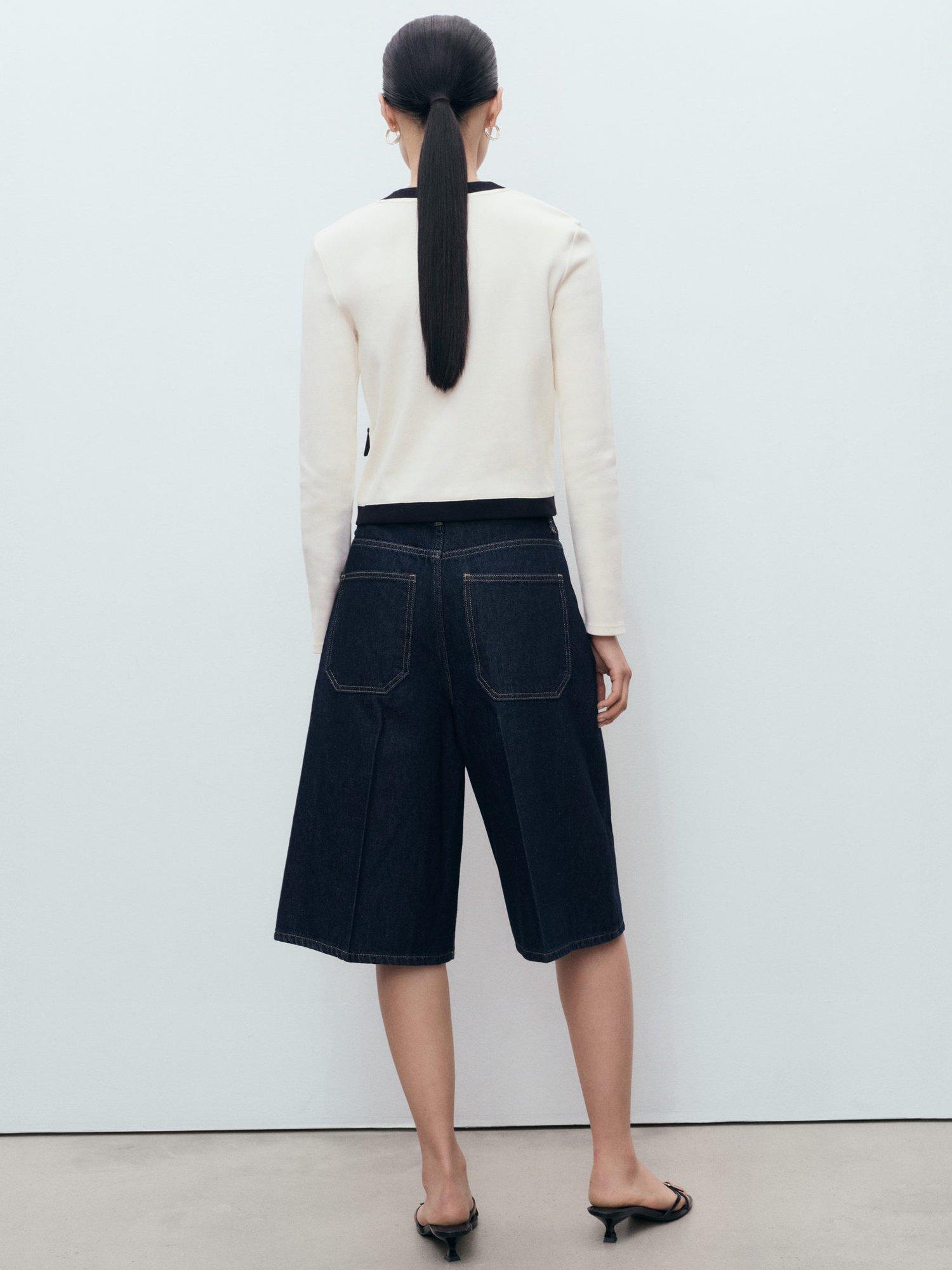 Product image 4 of 8, which shows Mango Peri Contrast Trim Cardigan, Light Beige, 5XL