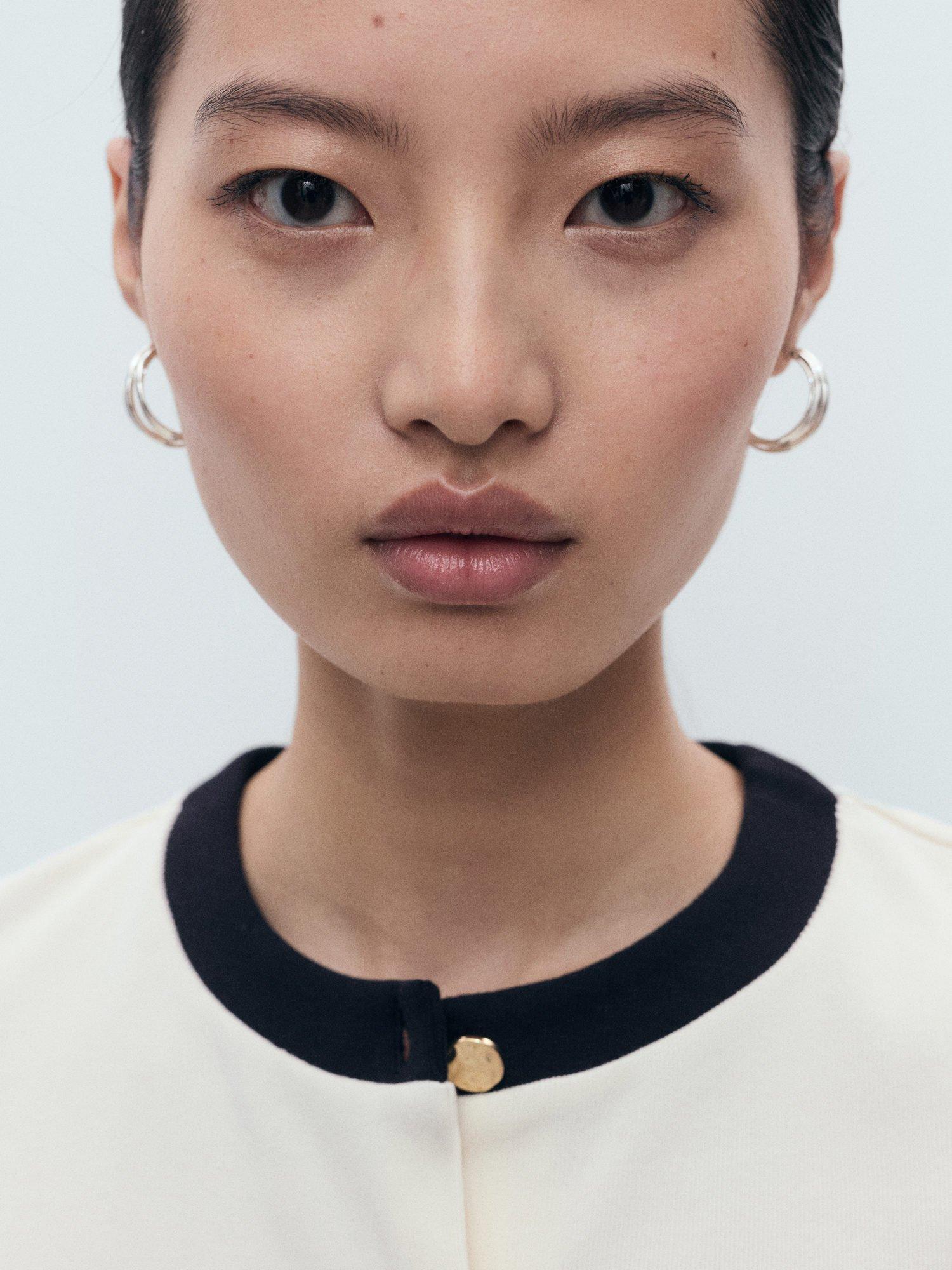 Product image 6 of 8, which shows Mango Peri Contrast Trim Cardigan, Light Beige, 5XL