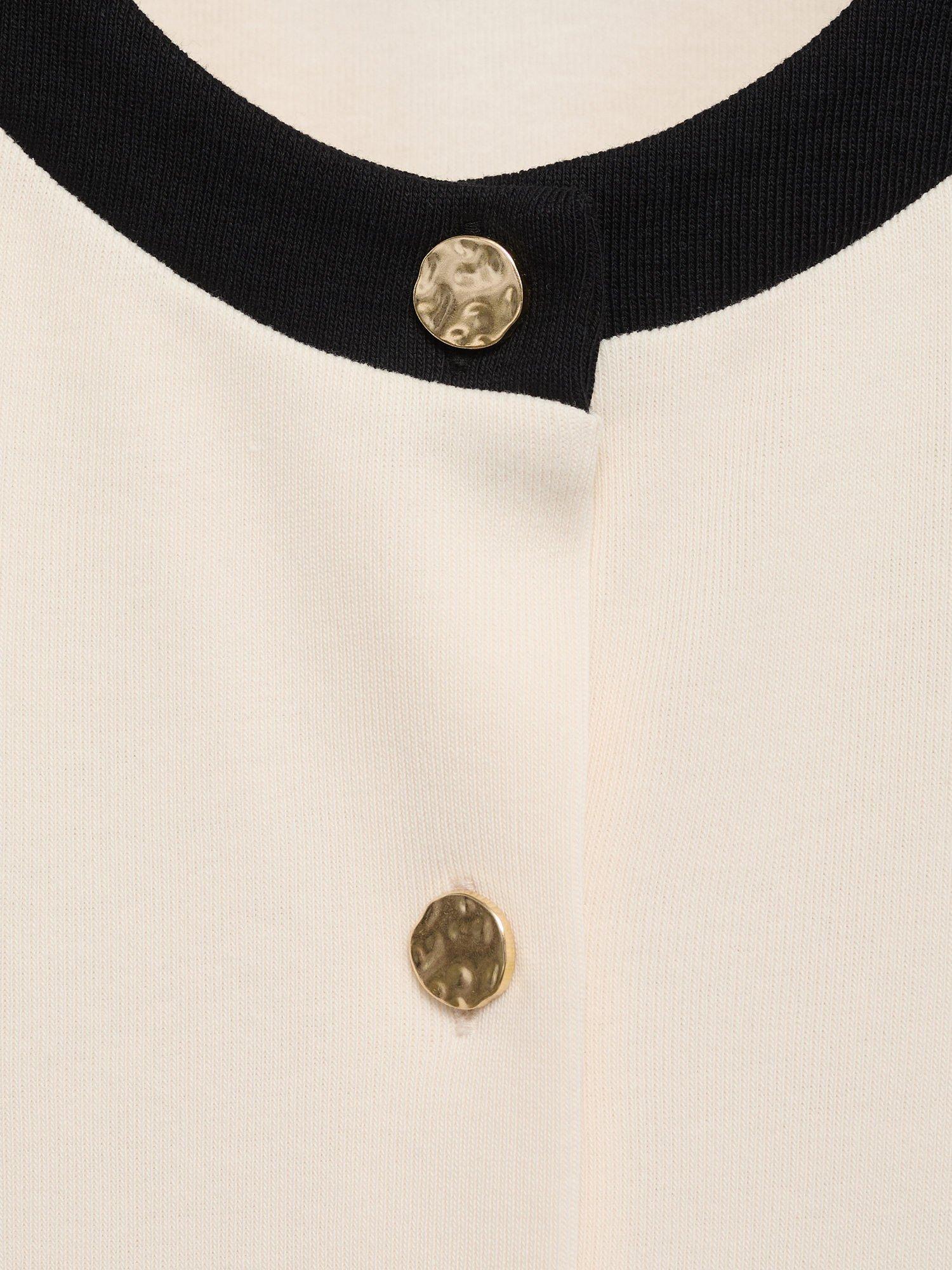 Product image 8 of 8, which shows Mango Peri Contrast Trim Cardigan, Light Beige, 5XL