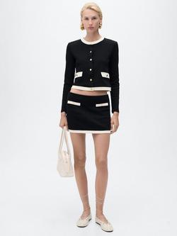 Mango Peri Contrast Trim Cardigan - view 2, Black