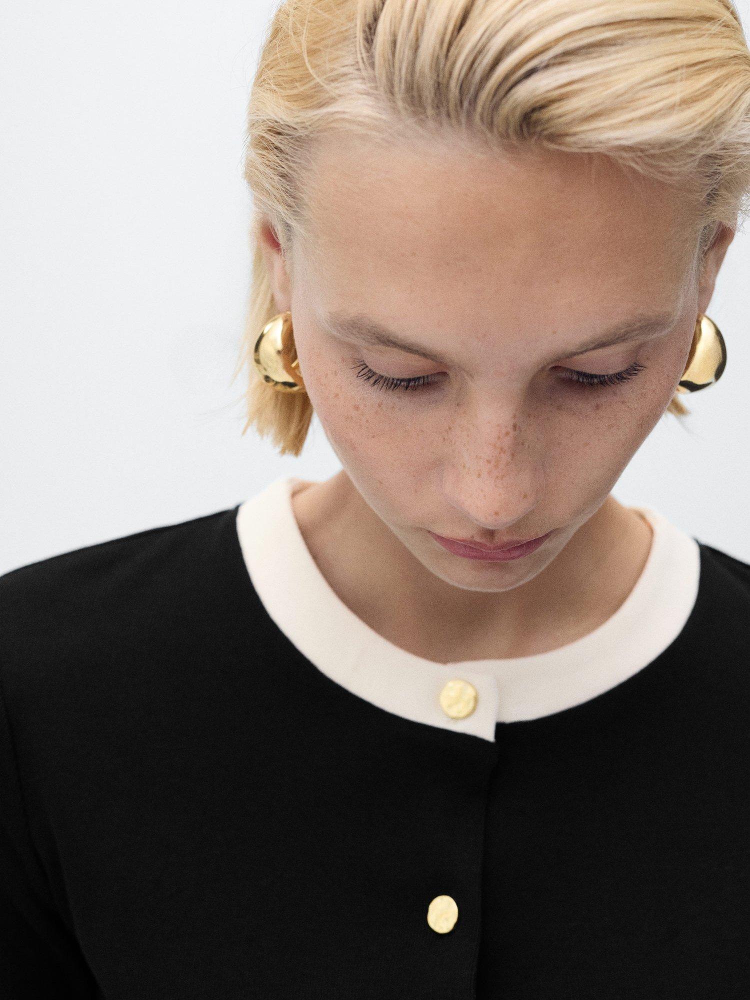 Product image 6 of 8, which shows Mango Peri Contrast Trim Cardigan, Black, 4XL