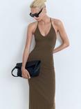 Mango Bali Strappy Midi Dress, Beige/Khaki