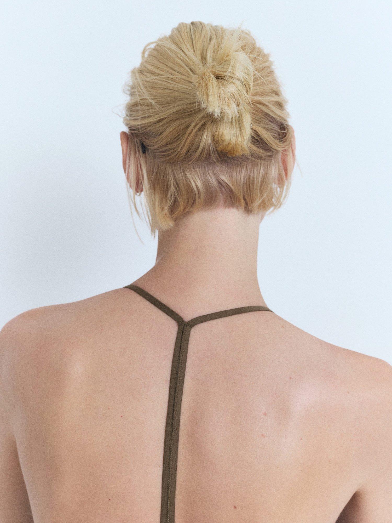 Product image 6 of 8, which shows Mango Bali Strappy Midi Dress, Beige/Khaki, 10