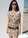 Mango Bernie Animal Print Mini Dress, Light Beige