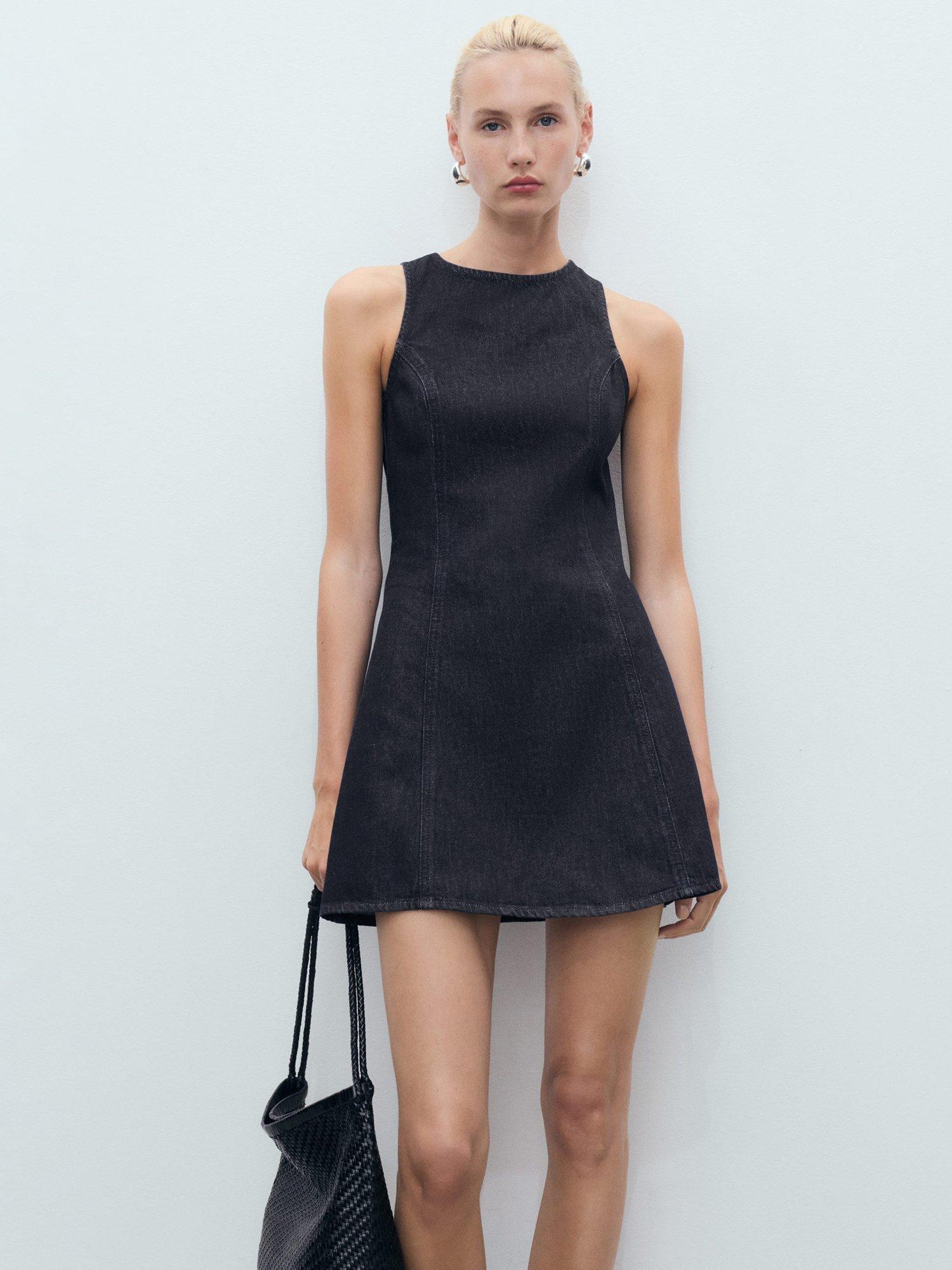 Product image 1 of 7, which shows Mango Blossom Denim Dress, Open Blue, 10