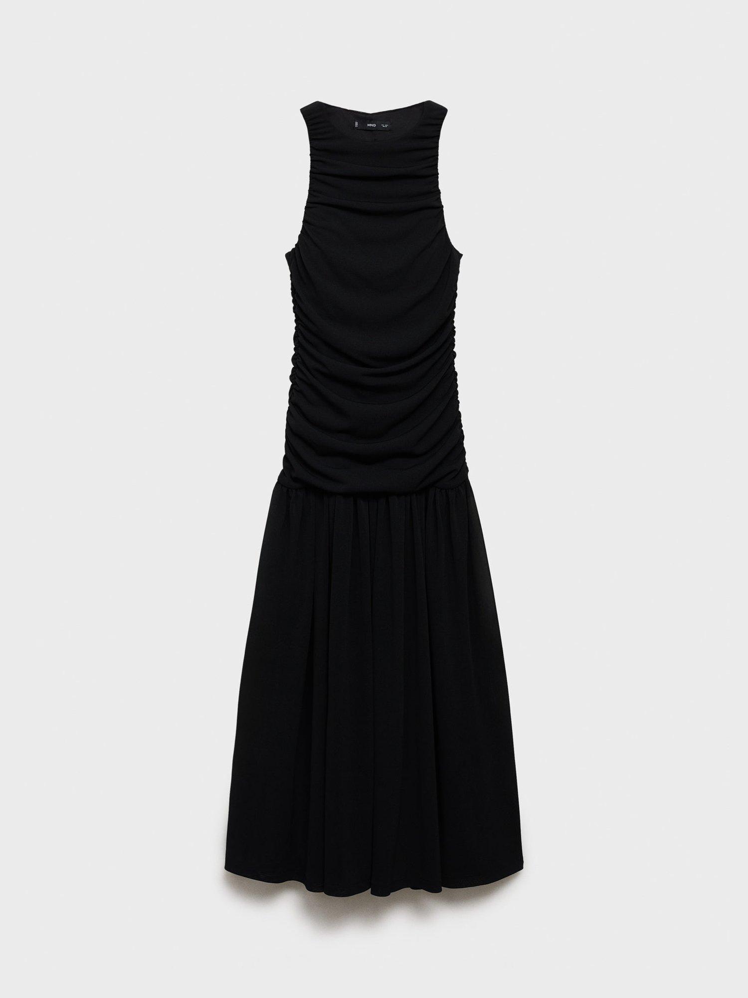 Product image 3 of 7, which shows Mango Corina Ruched Midi Dress, Black, 10