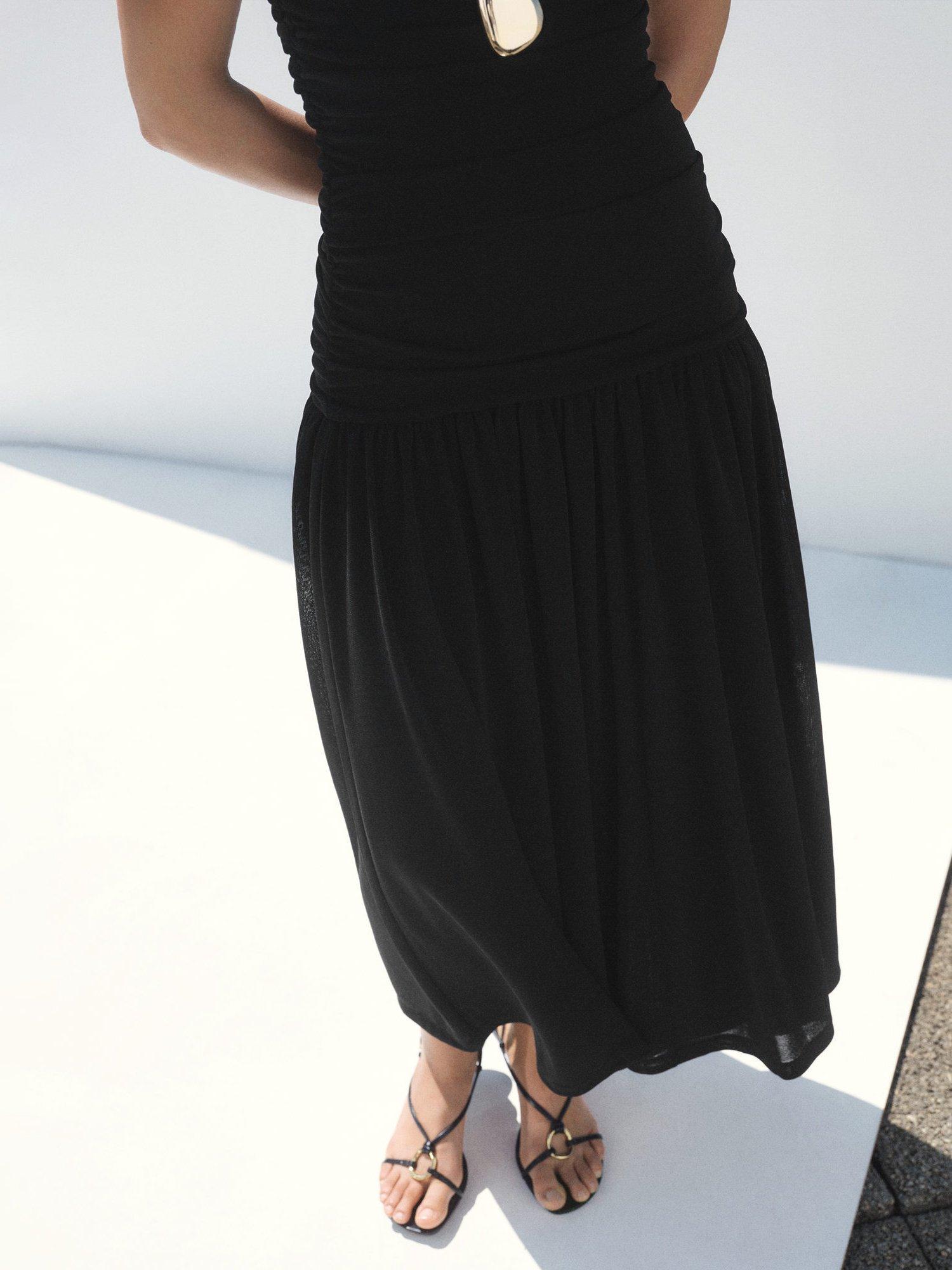 Product image 5 of 7, which shows Mango Corina Ruched Midi Dress, Black, 10