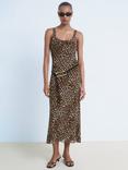 Mango Lion Animal Print Midi Dress, Black