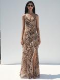 Mango Livia Animal Print Ruffle Dress, Light Beige