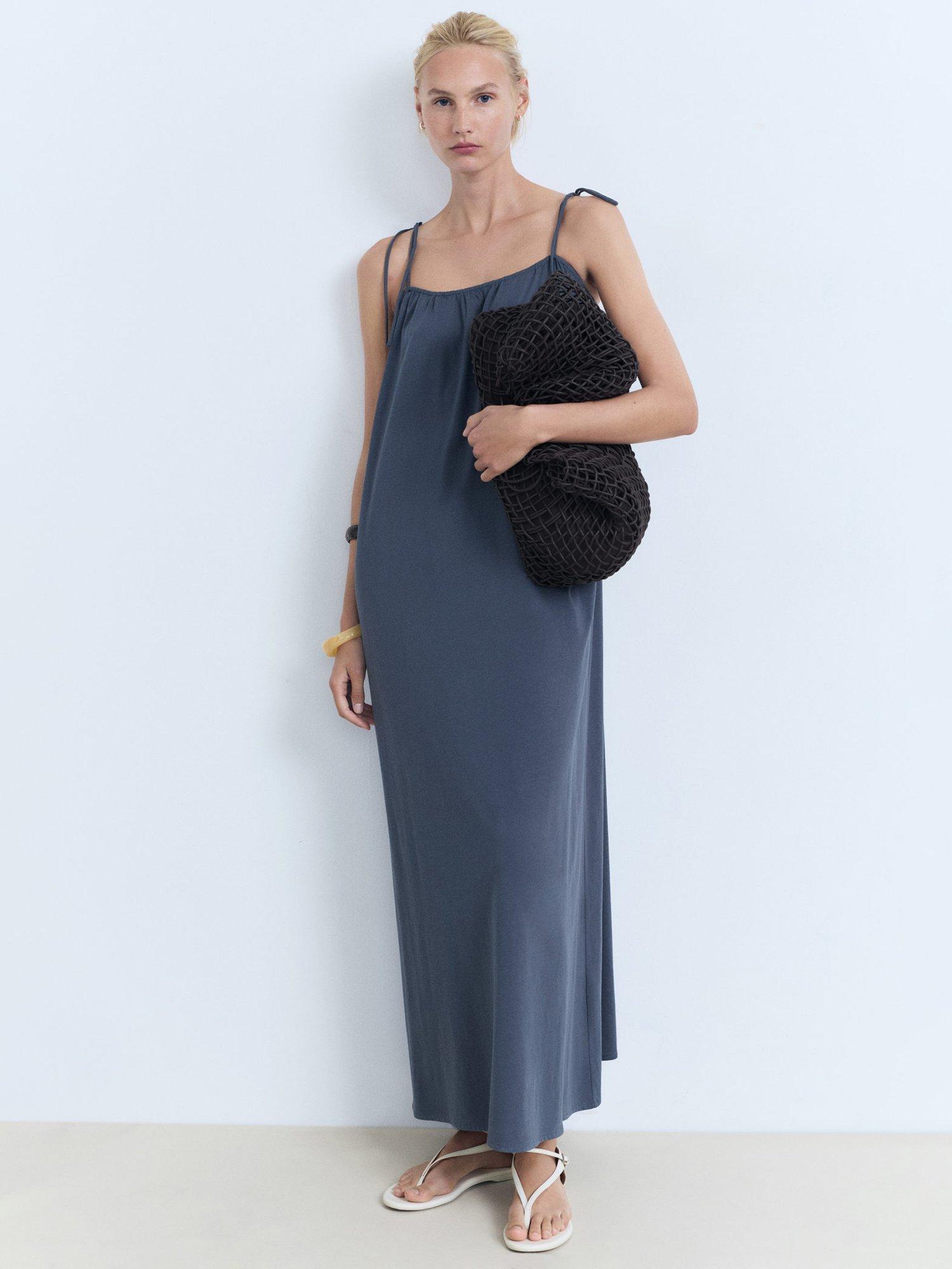 Product image 2 of 7, which shows Mango Mili Bow Detail Dress, Medium Blue, 6