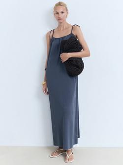 Mango Mili Bow Detail Dress, Medium Blue - view 2, Medium Blue