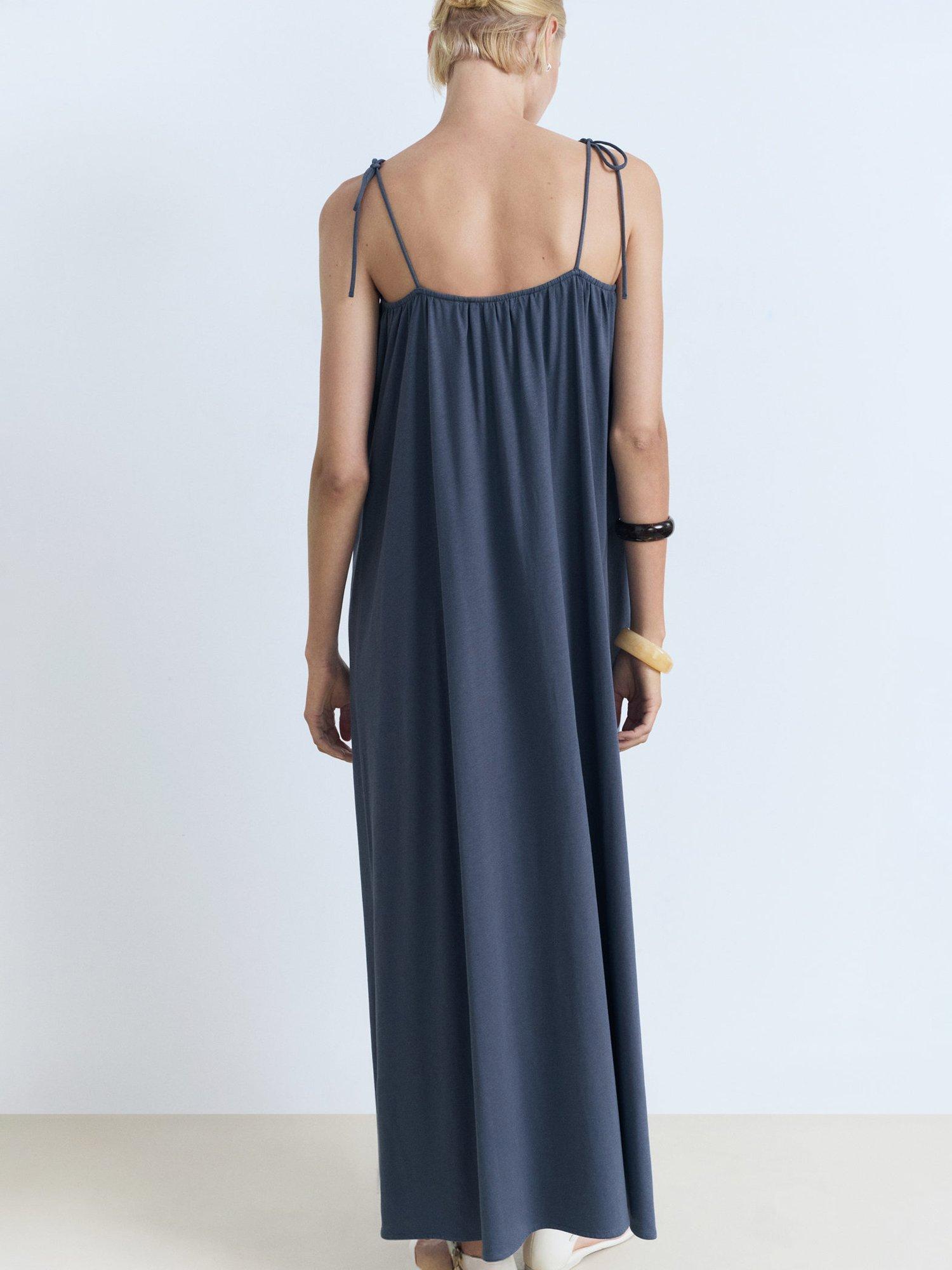 Product image 4 of 7, which shows Mango Mili Bow Detail Dress, Medium Blue, 6