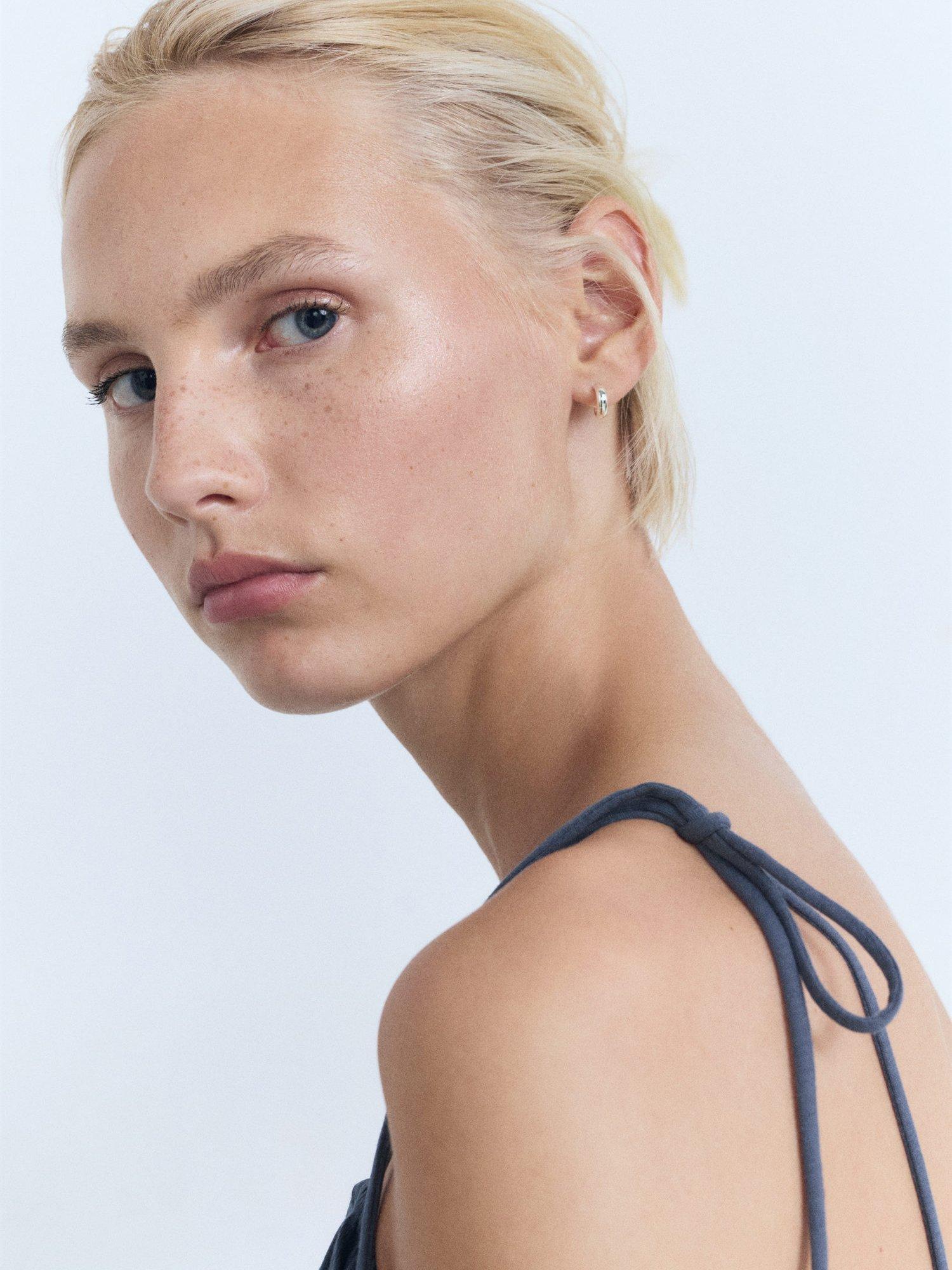 Product image 6 of 7, which shows Mango Mili Bow Detail Dress, Medium Blue, 6