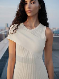 Mango Parisi Sleeveless Asymmetric Band Midi Dress, White - view 2, White