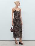 Mango Sofia Animal Print Midi Dress, Brown