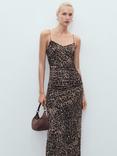 Mango Sofia Animal Print Midi Dress, Brown