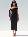 Mango Twisted Bow Detail Strapless Dress, Black