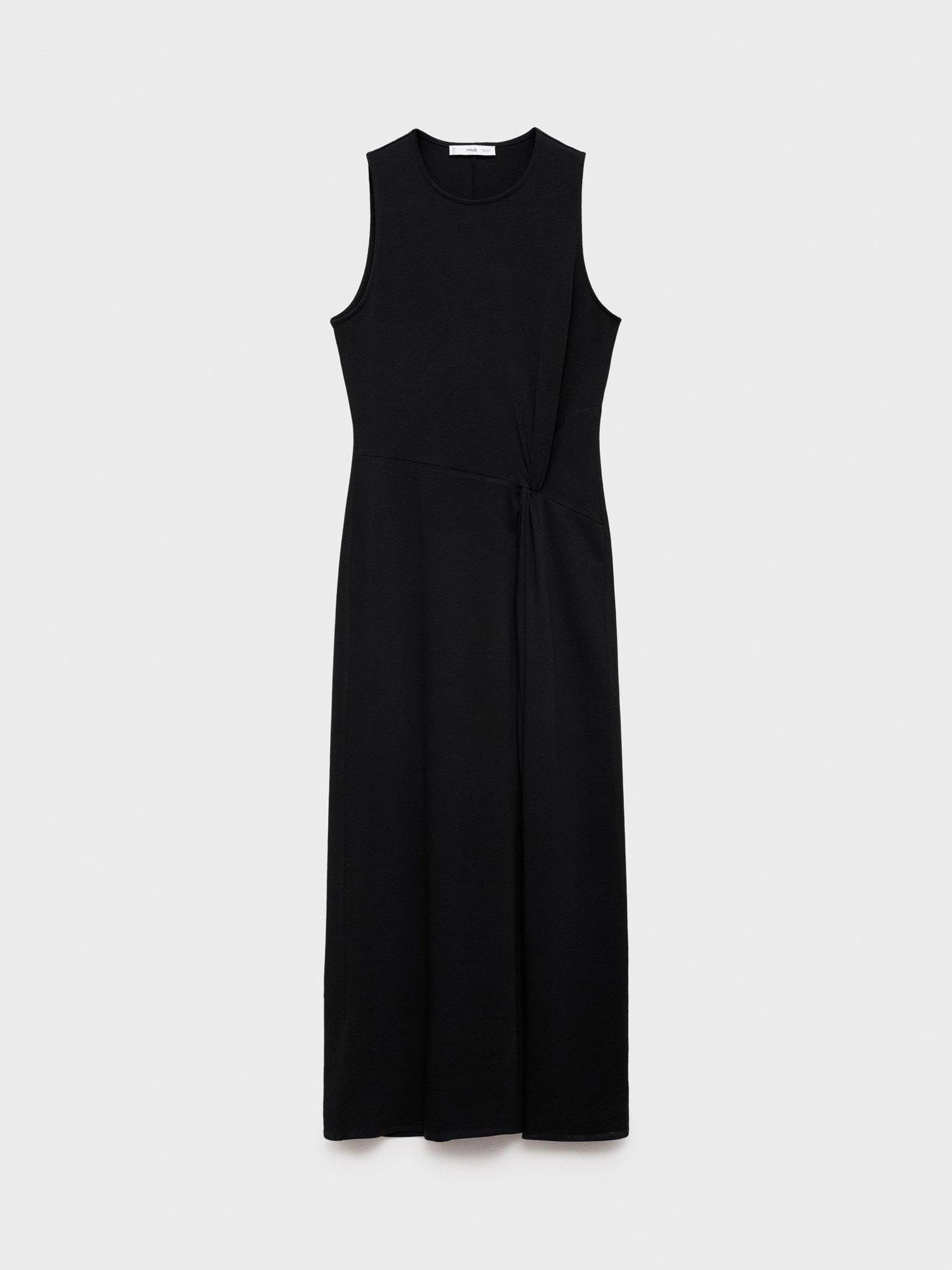 Product image 3 of 9, which shows Mango Woody Gathered Midi Dress, Black, 10