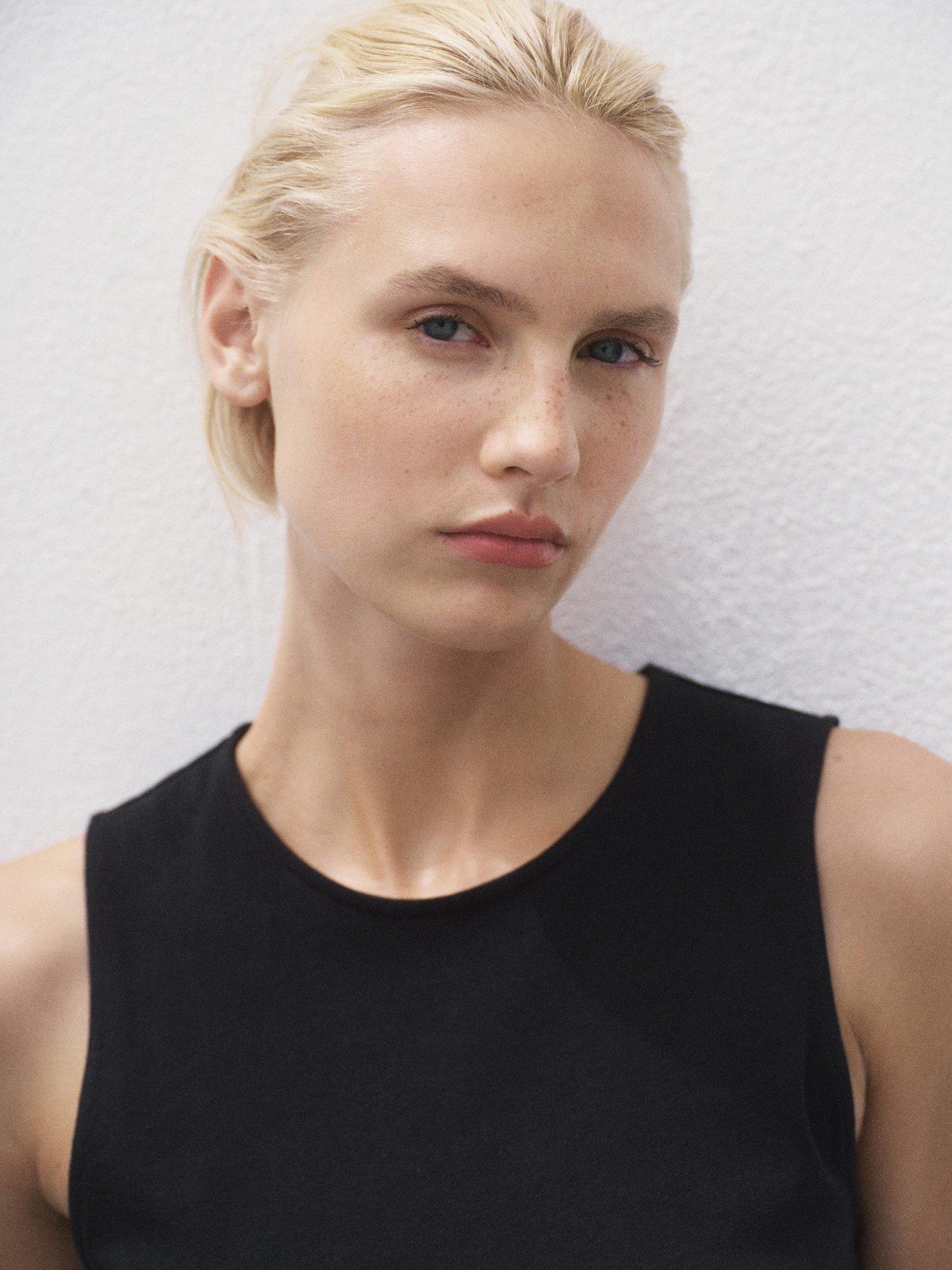 Product image 6 of 9, which shows Mango Woody Gathered Midi Dress, Black, 10