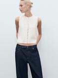 Mango Drop Fine Knit Waistcoat, White