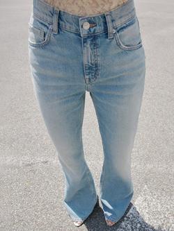 Mango Kaira Mid Rise Flared Jeans, Mid Blue - view 2, Mid Blue