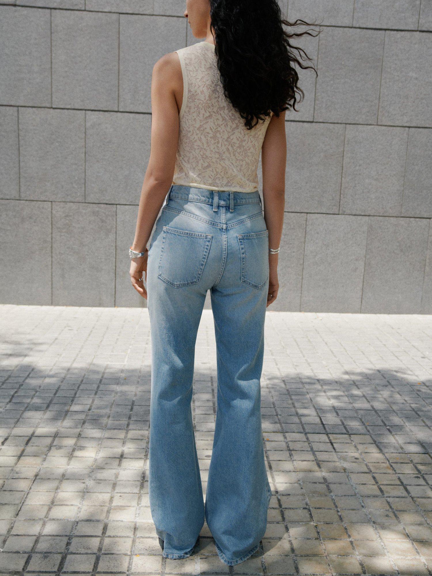 Product image 4 of 7, which shows Mango Kaira Mid Rise Flared Jeans, Mid Blue, 8
