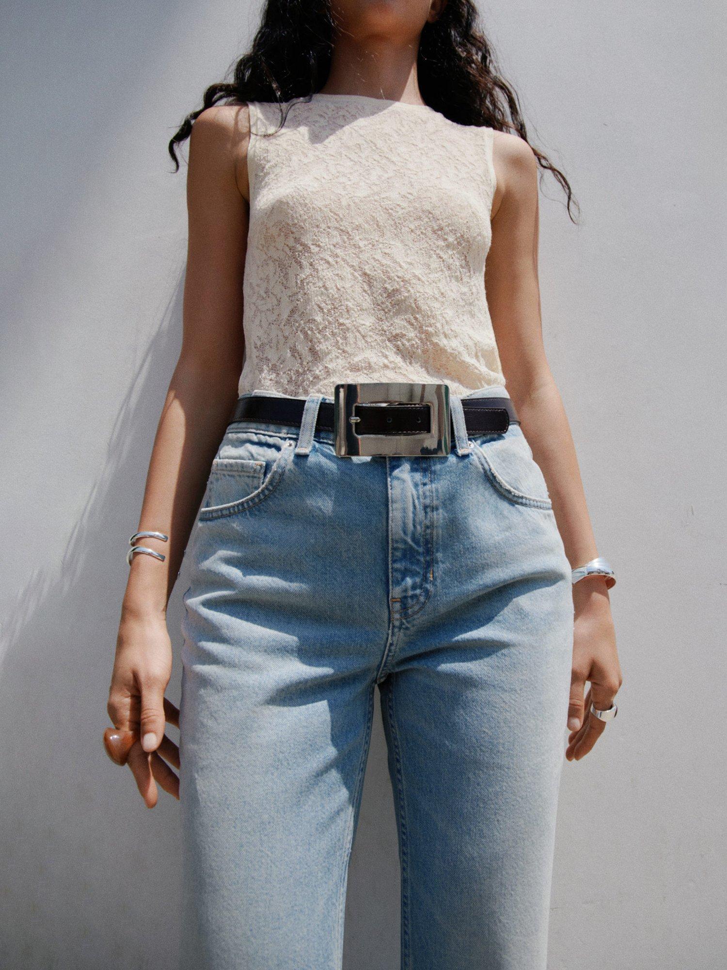 Product image 6 of 7, which shows Mango Kaira Mid Rise Flared Jeans, Mid Blue, 8