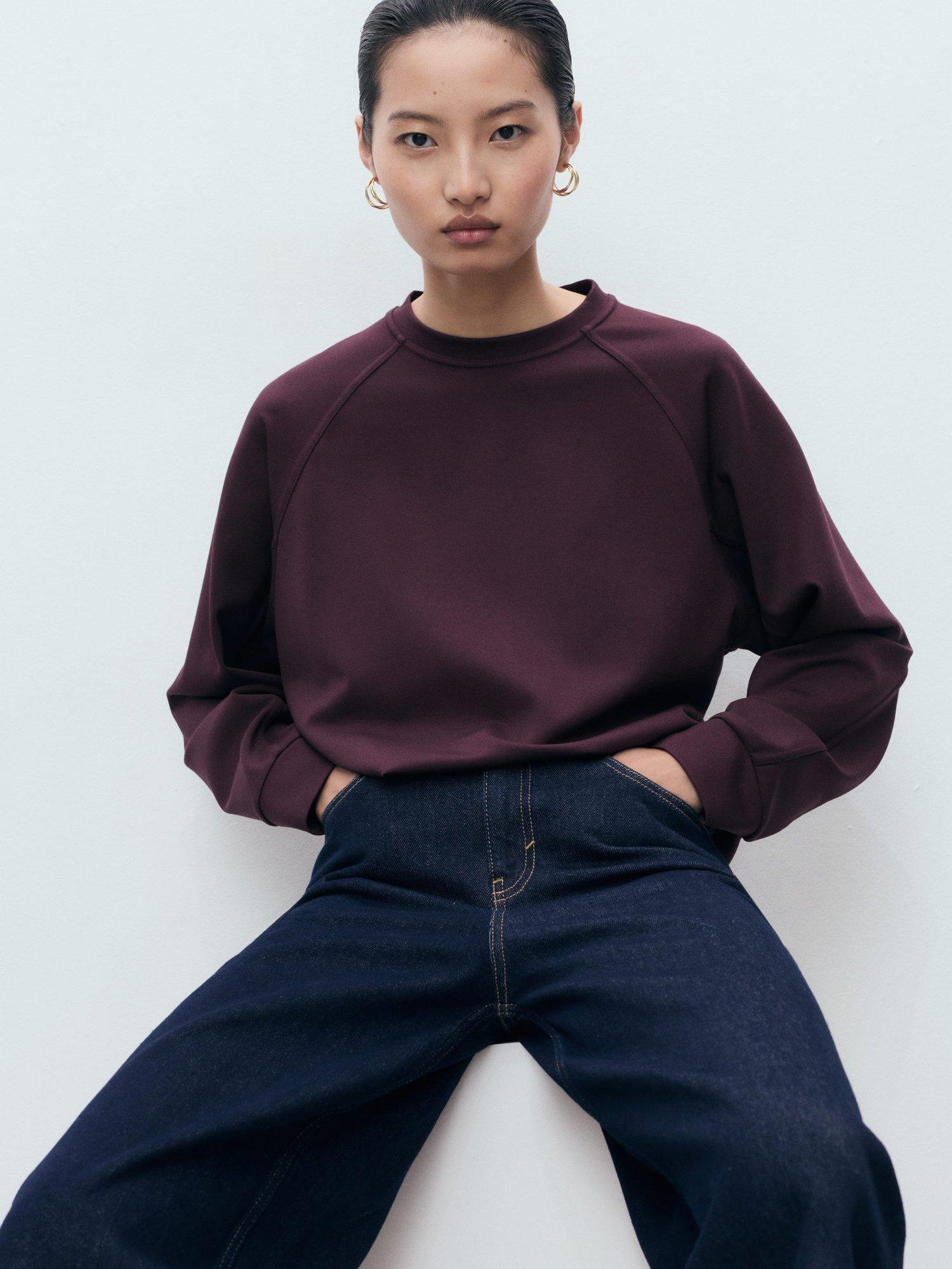 Product image 1 of 8, which shows Mango Florida Crew Neck Sweatshirt, Dark Red, M