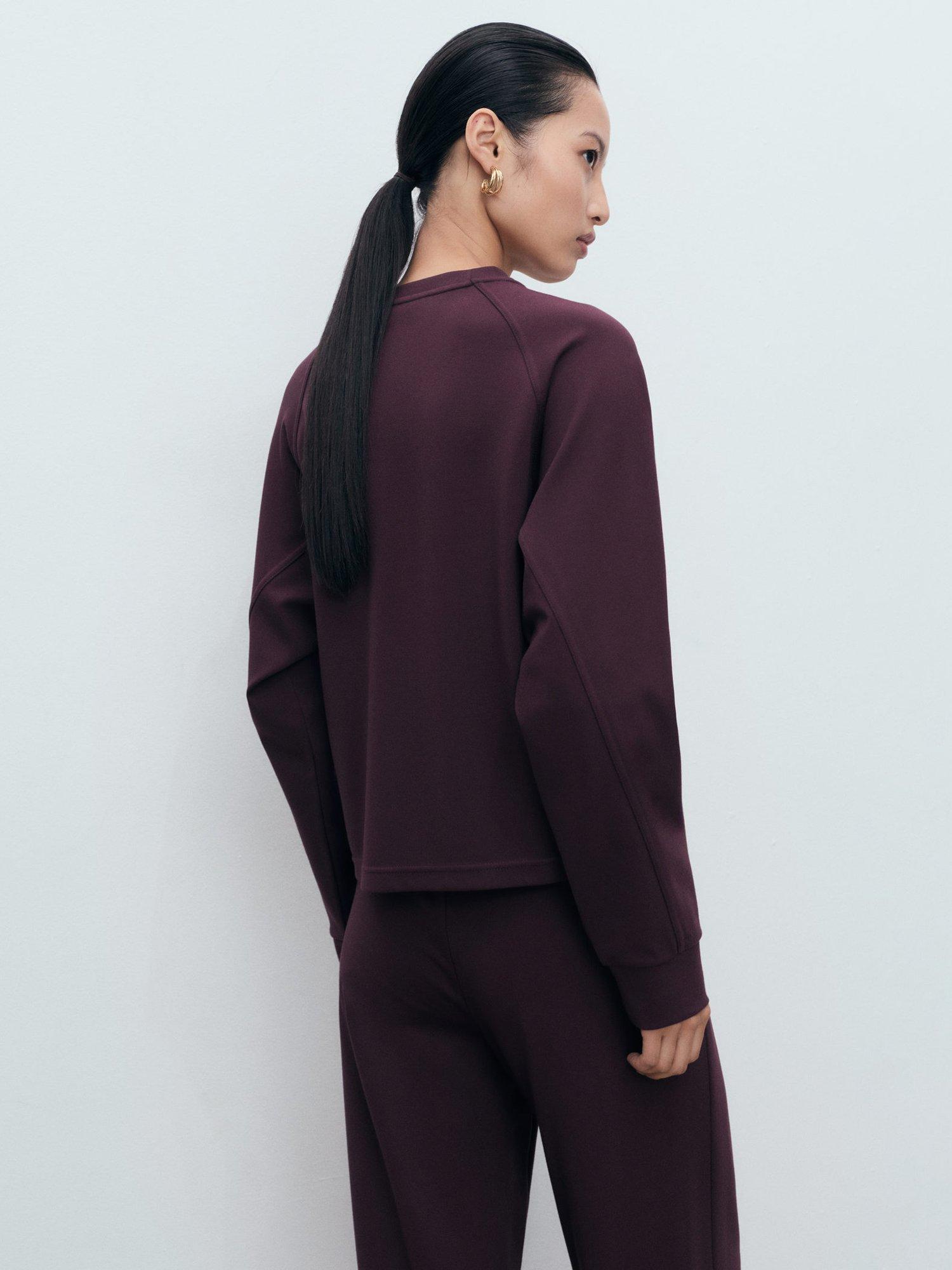 Product image 4 of 8, which shows Mango Florida Crew Neck Sweatshirt, Dark Red, M