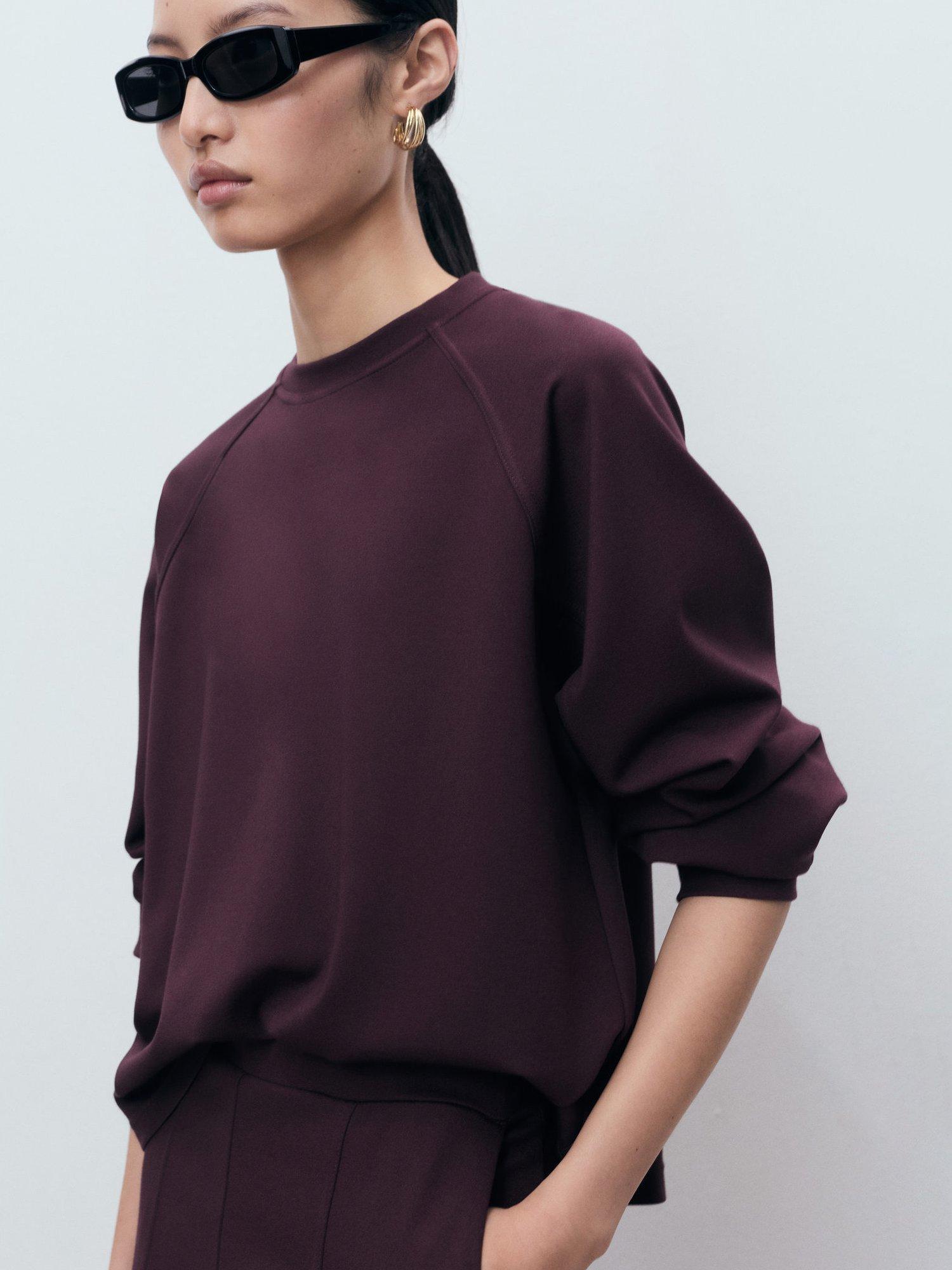 Product image 7 of 8, which shows Mango Florida Crew Neck Sweatshirt, Dark Red, M