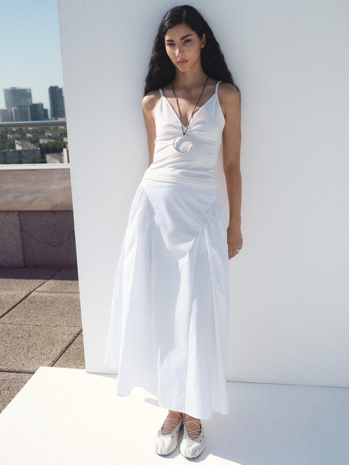 Product image 1 of 7, which shows Mango Blanca Midi Skirt, White, 10