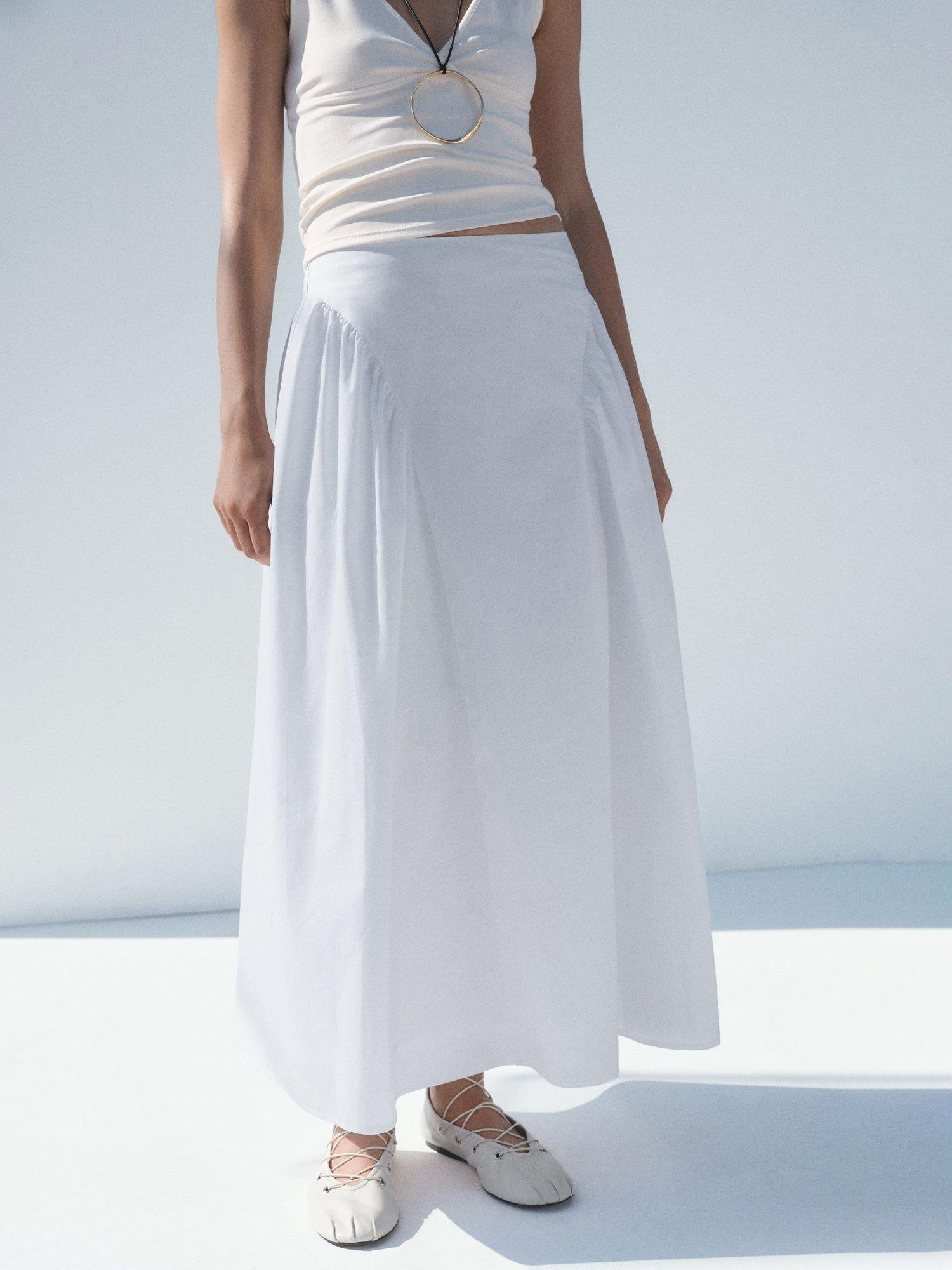 Product image 4 of 7, which shows Mango Blanca Midi Skirt, White, 10