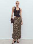 Mango Lion Animal Print Midi Skirt, Brown