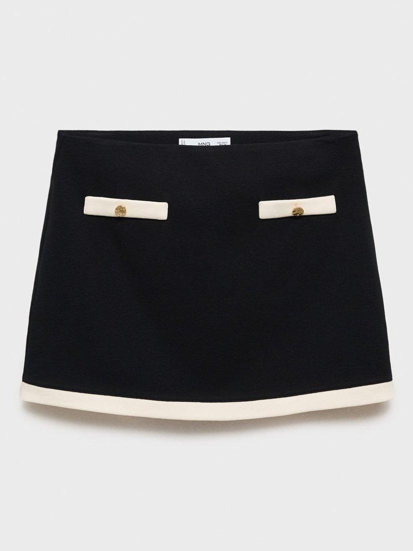Product image 3 of 8, which shows Mango Pari Contrast Trim Mini Skirt, Black, L