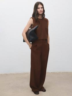 Mango Adrian Sleeveless Crop Top, Brown - view 2, Brown