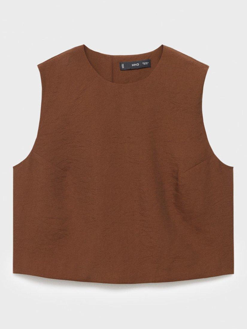 Product image 3 of 7, which shows Mango Adrian Sleeveless Crop Top, Brown, L