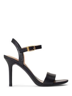 Ralph Lauren Gwen Burnished Leather Stiletto Sandals, Black