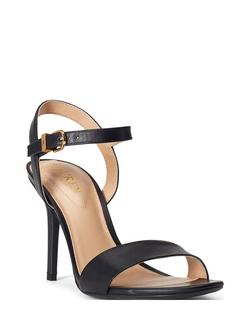 Ralph Lauren Gwen Burnished Leather Stiletto Sandals - view 2, Black