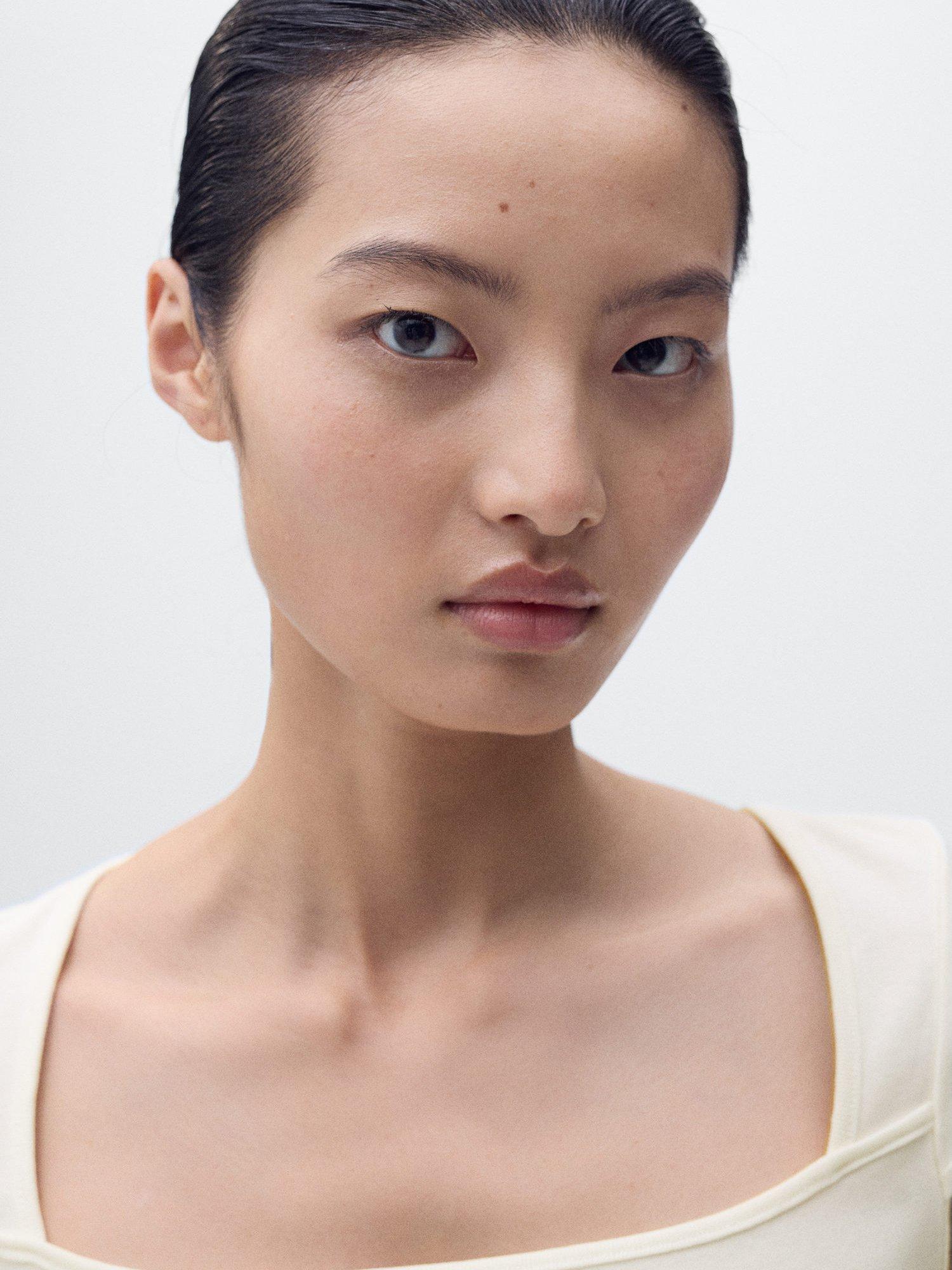 Product image 6 of 7, which shows Mango Agnes Square Neck Top, Natural White, S