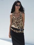 Mango Bernie Animal Print Sleeveless Top, Light Beige