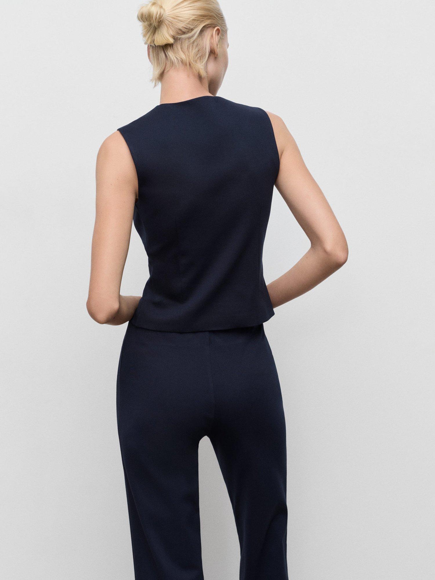 Product image 4 of 9, which shows Mango Brin Tailored Sleeveless Top, Navy, XXXL
